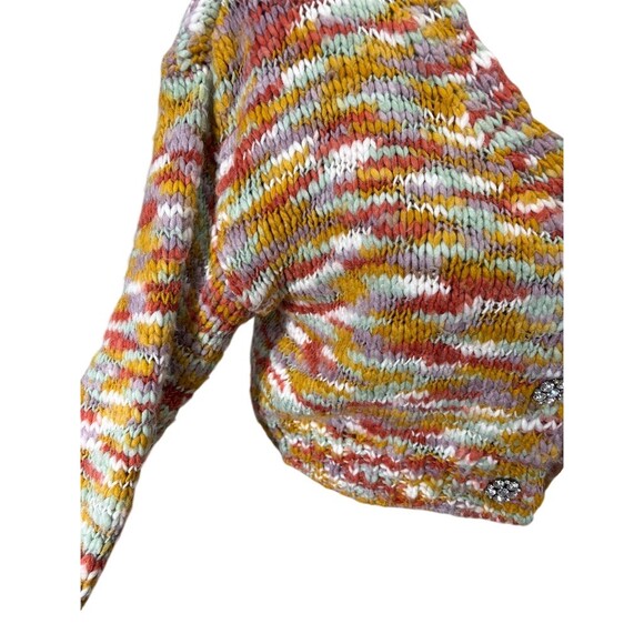 Wild Fable Cardigan Womens XS Multicolor Space Dye Cropped Rhinestone - Picture 4 of 10